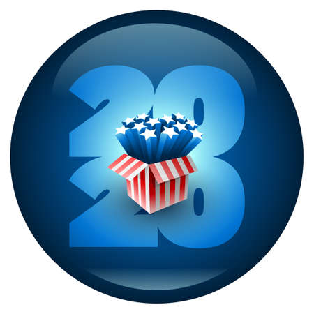 Exploding American stars. Vote 2020 in USA. Typographic vector design. USA debate of president voting. Election voting design. Political election campaign.のイラスト素材