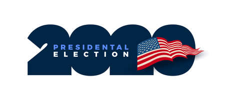 Vote 2020 in USA. Typographic vector design. USA debate of president voting. Election voting design. Political election campaign.のイラスト素材