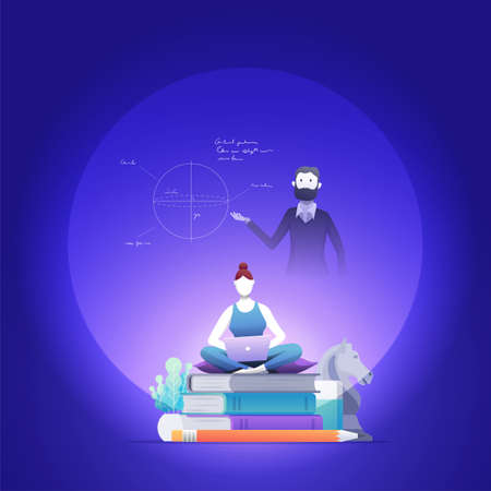 Online education, self learning concept vector illustration.