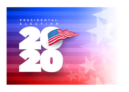 Presidental election concept design template. Vote 2020 in USA. Typographic vector design. USA debate of president voting. Election voting design. Political election campaign.のイラスト素材