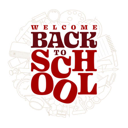 Vector design welcome back to school typographyのイラスト素材