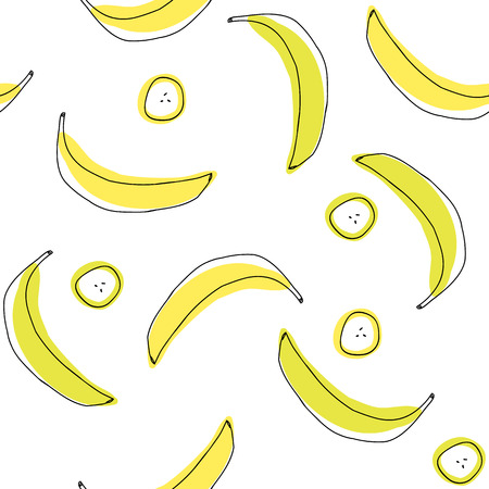 Banana and slices pattern.のイラスト素材