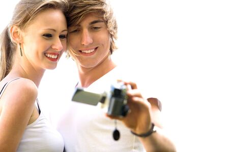 Couple with cameraの写真素材