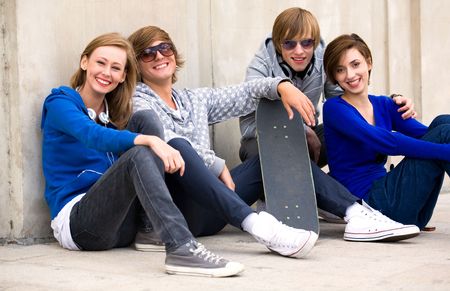 Four Young Teenagersの写真素材