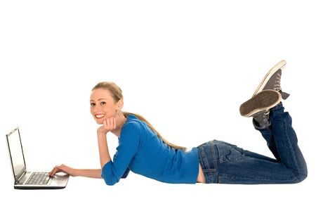 Young woman using laptopの写真素材