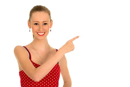Young woman pointingの写真素材