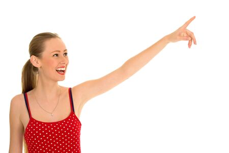 Young woman pointing の写真素材