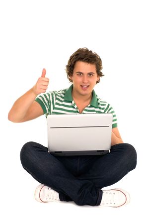 Young man using laptopの写真素材