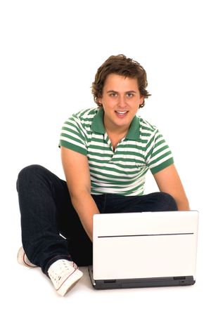 Young man using laptopの写真素材