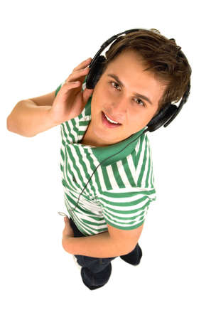 Young man wearing headphonesの写真素材