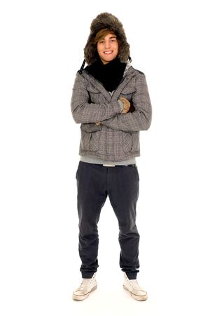 Young man in winter clothingの写真素材