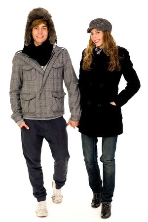 Couple in winter clothesの写真素材