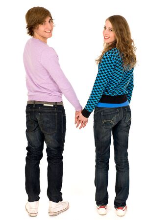 Couple holding handsの写真素材