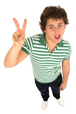 Man Making Peace Signの写真素材