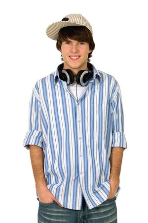 Young man with hands in pocketsの写真素材