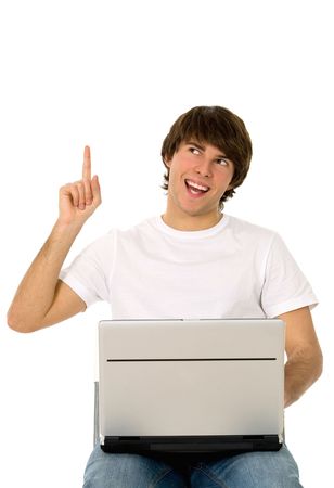 Young man using laptopの写真素材