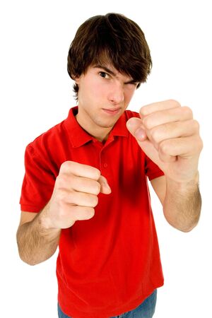 Man in boxing poseの写真素材