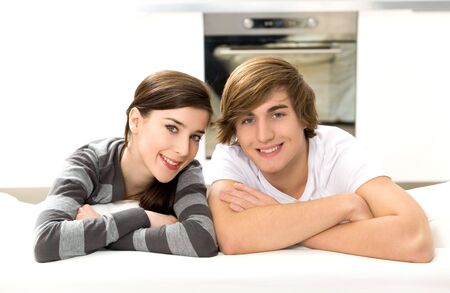 Couple at homeの写真素材