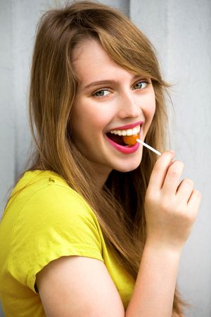 Cute Girl with Lollipopの写真素材