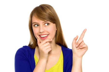 Girl pointing upの写真素材