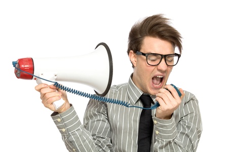 Man Shouting Through Megaphoneの写真素材