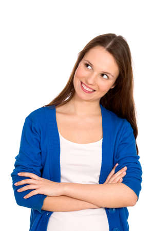 Girl looking upの写真素材