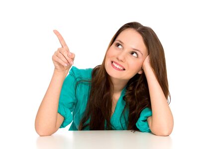 Young woman pointing fingerの写真素材