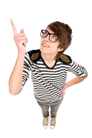 Young man pointingの写真素材