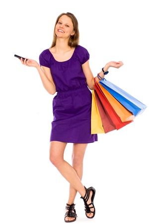 Girl with shopping bagsの写真素材
