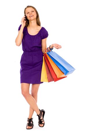 Girl with shopping bagsの写真素材