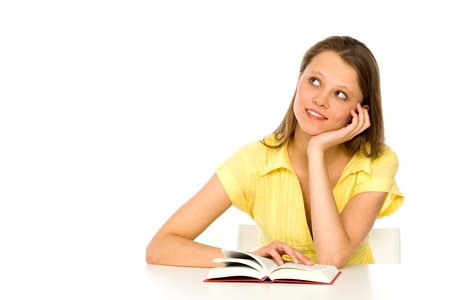 Girl reading bookの写真素材