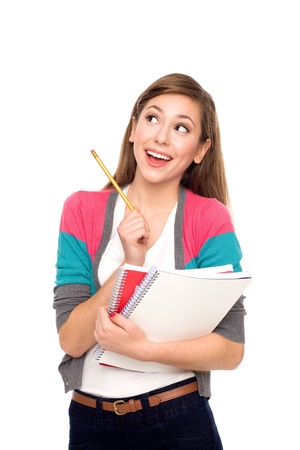 Female student looking up