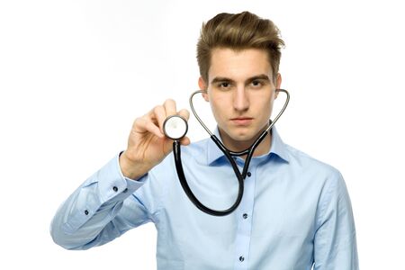 Man holding stethoscopeの写真素材