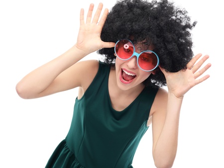 Girl with black afro and sunglasses