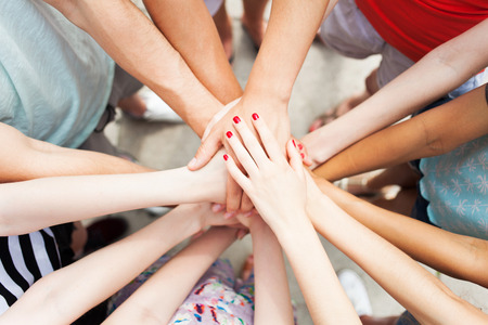 Hands joined in unityの写真素材