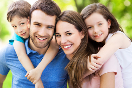 Happy family outdoors