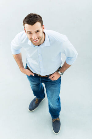 High angle of young man standingの写真素材