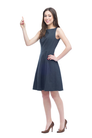 Attractive woman pointingの写真素材
