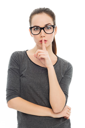 Woman making silence gestureの写真素材