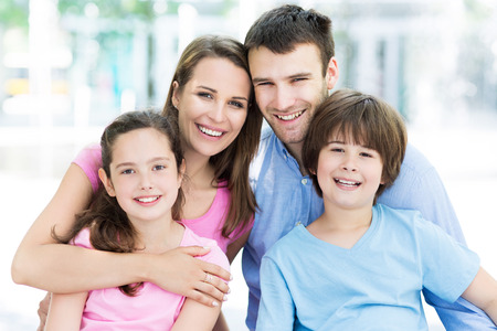 Young family smiling