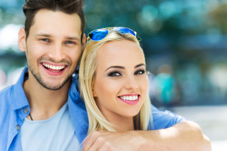 Young couple smilingの写真素材