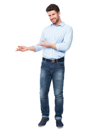 Young man pointingの写真素材