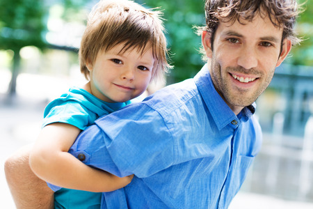 Father and son outdoors Father and son outdoors