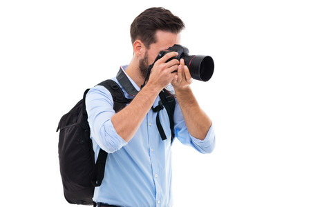 Man with digital camera
