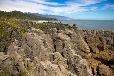 Pancake Rocks, South Island, New Zealandの写真素材