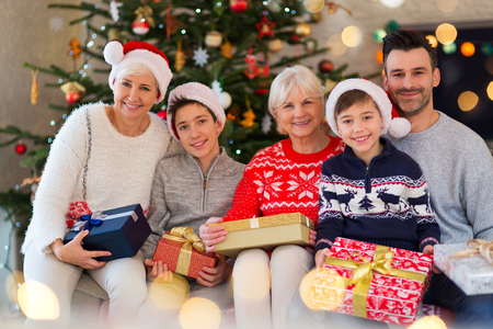 Portrait of a Family at Christmasの写真素材