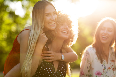 Group Of Three Female Friends Having Fun Together