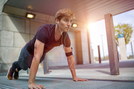 Young man exercising outdoors