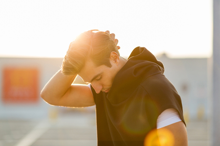 Young man exercising outdoors