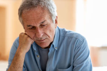 Portrait of senior man looking depressedの写真素材